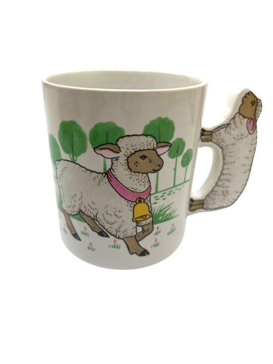 Other - Vintage Ceramic Sheep Mug With 3D Handle Design & Pastoral Scene 16b